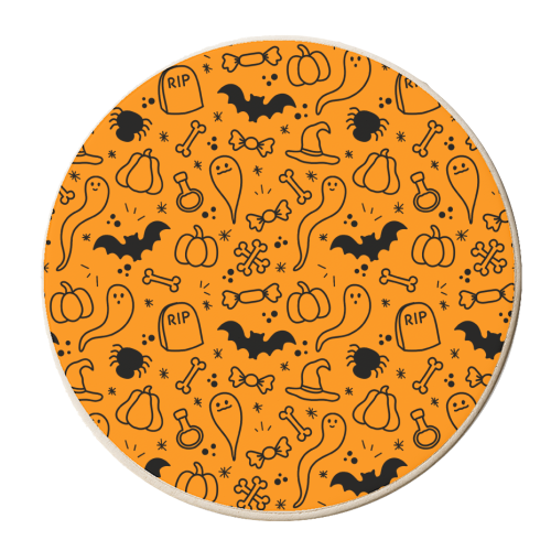 Halloween Doodles - personalised beer coaster by Amy Farmer