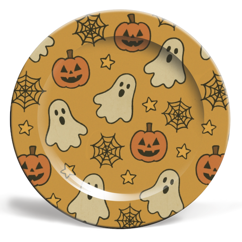 Halloween paper pattern - ceramic dinner plate by Giddy Kipper