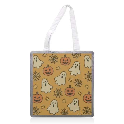Halloween paper pattern - printed canvas tote bag by Giddy Kipper