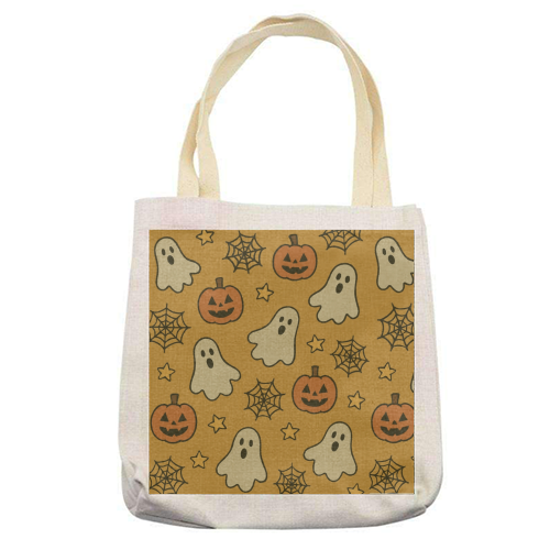 Halloween paper pattern - printed canvas tote bag by Giddy Kipper