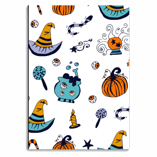 halloween pattern - personalised A4, A5, A6 notebook by haris kavalla