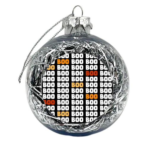 Halloween repeating boo mug - xmas bauble by The Girl Next Draw