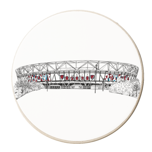 Hammers Football Stadium - personalised beer coaster by Katie Clement