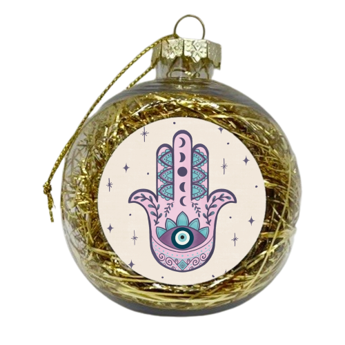 Hamsa Evil Eye - xmas bauble by Sarah Wilkinson