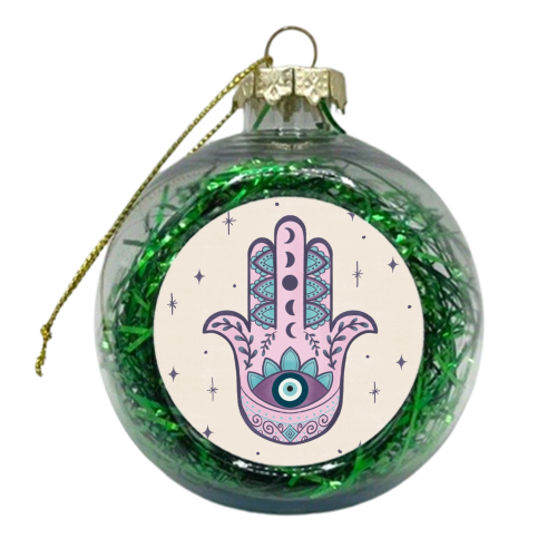 Hamsa Evil Eye - xmas bauble by Sarah Wilkinson