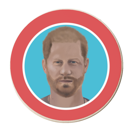 HAND ILLUSTRATED PRINCE HARRY - personalised beer coaster by AbiGoLucky