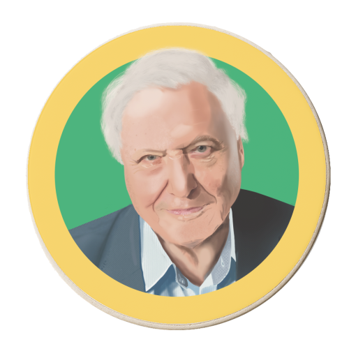 HAND ILLUSTRATED SIR DAVID ATTENBOROUGH - personalised beer coaster by AbiGoLucky