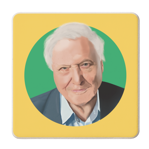 HAND ILLUSTRATED SIR DAVID ATTENBOROUGH - personalised beer coaster by AbiGoLucky