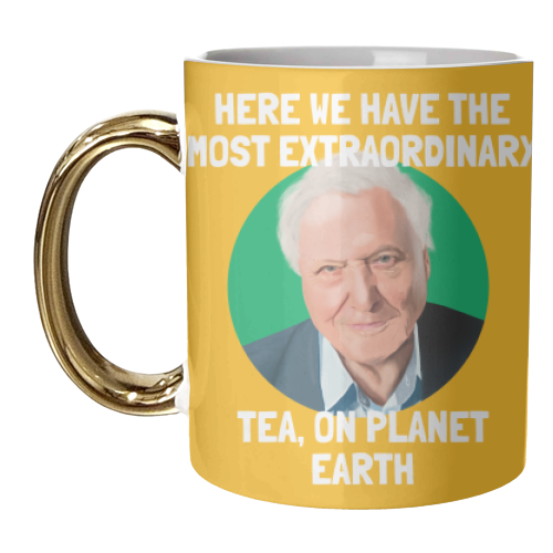 HAND ILLUSTRATED SIR DAVID ATTENBOROUGH - unique mug by AbiGoLucky