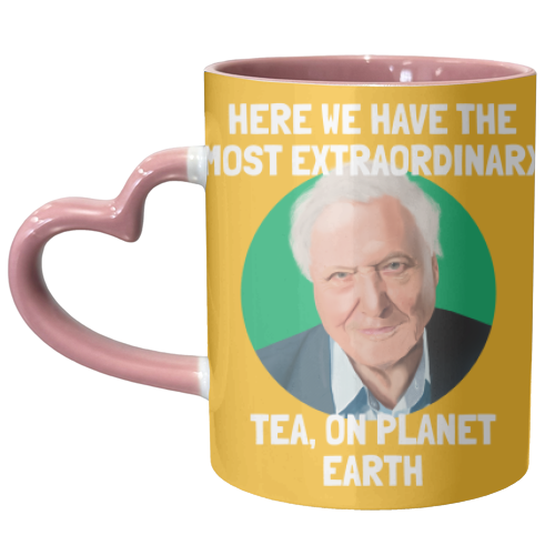 HAND ILLUSTRATED SIR DAVID ATTENBOROUGH - unique mug by AbiGoLucky