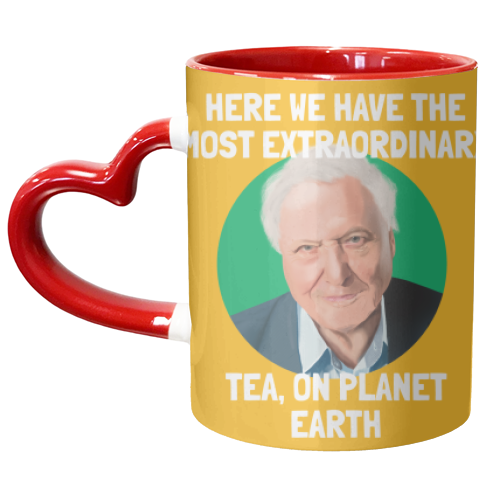 HAND ILLUSTRATED SIR DAVID ATTENBOROUGH - unique mug by AbiGoLucky