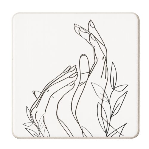 Hands with Leaves Line Art - personalised beer coaster by Toni Scott