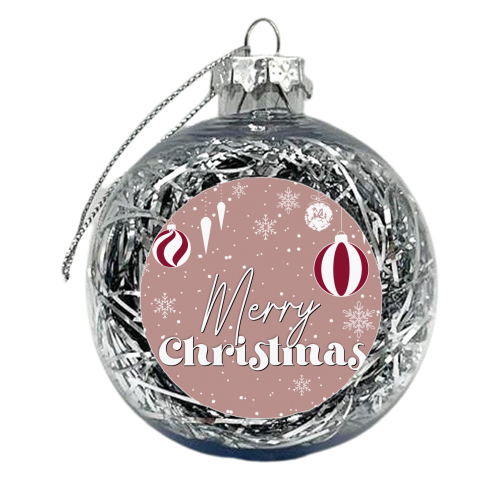 Hanging Christmas baubles print in pink - xmas bauble by The Girl Next Draw