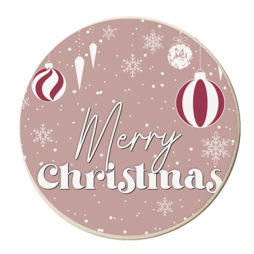 Hanging Christmas baubles print in pink - personalised beer coaster by The Girl Next Draw