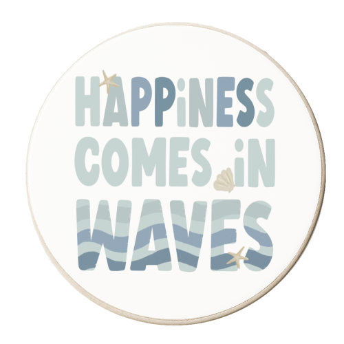 Happiness comes in waves positive print - personalised beer coaster by Giddy Kipper