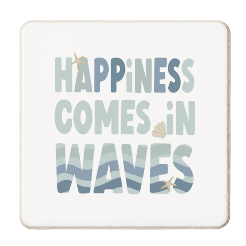 Happiness comes in waves positive print - personalised beer coaster by Giddy Kipper