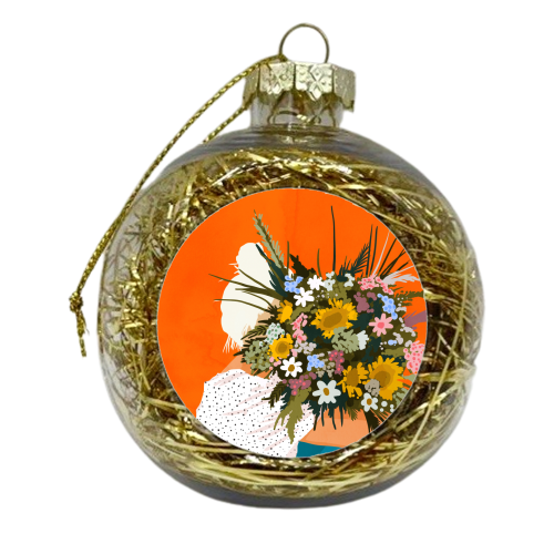 Happiness Is To Hold Flowers In Both Hands - xmas bauble by Uma Prabhakar Gokhale