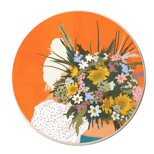 Happiness Is To Hold Flowers In Both Hands - personalised beer coaster by Uma Prabhakar Gokhale