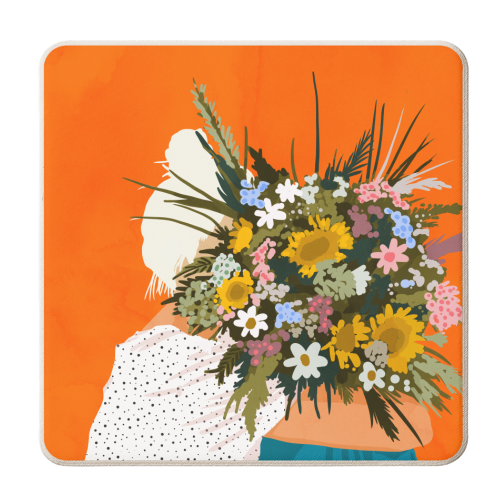 Happiness Is To Hold Flowers In Both Hands - personalised beer coaster by Uma Prabhakar Gokhale