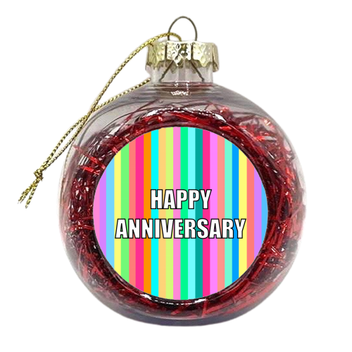 Happy Anniversary Candy Stripes - xmas bauble by Adam Regester