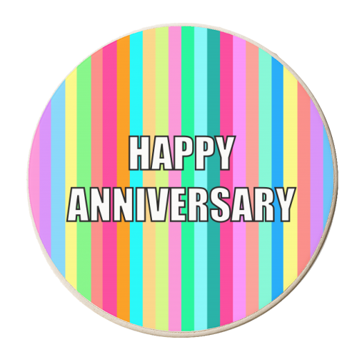 Happy Anniversary Candy Stripes - personalised beer coaster by Adam Regester