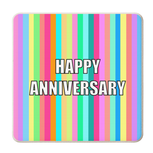 Happy Anniversary Candy Stripes - personalised beer coaster by Adam Regester