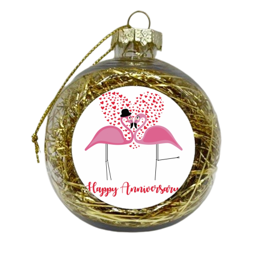 Happy Anniversary - xmas bauble by Maria McGregor