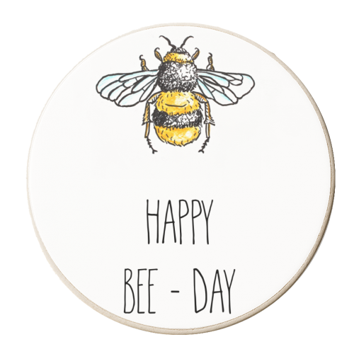 Happy Bee - Day - personalised beer coaster by Adam Regester