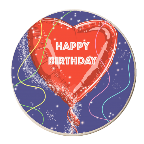 Happy Birthday Balloon - personalised beer coaster by Adam Regester