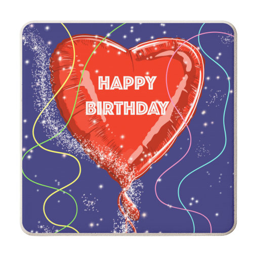 Happy Birthday Balloon - personalised beer coaster by Adam Regester