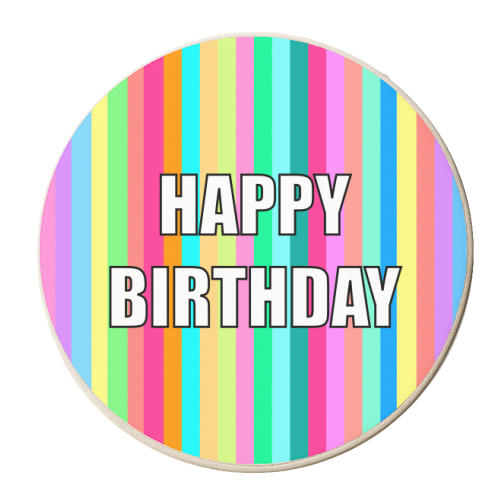 Happy Birthday Candy Stripes - personalised beer coaster by Adam Regester
