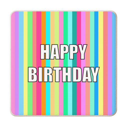 Happy Birthday Candy Stripes - personalised beer coaster by Adam Regester