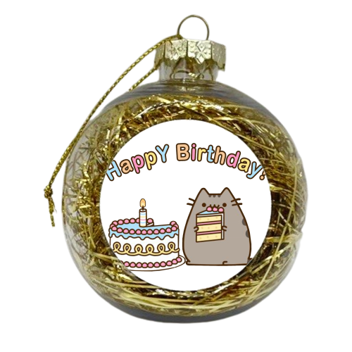 happy birthday cat - xmas bauble by angel quiroga