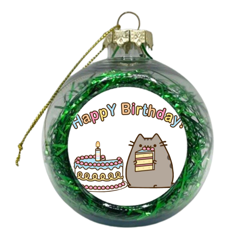 happy birthday cat - xmas bauble by angel quiroga