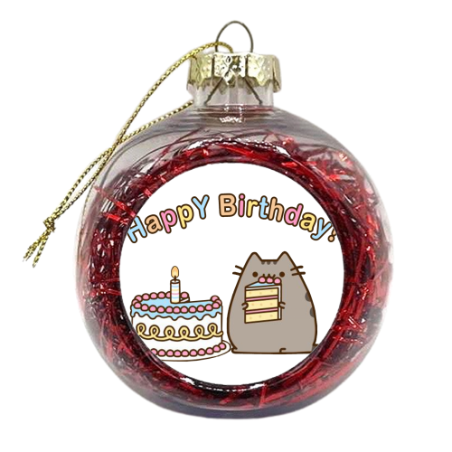 happy birthday cat - xmas bauble by angel quiroga