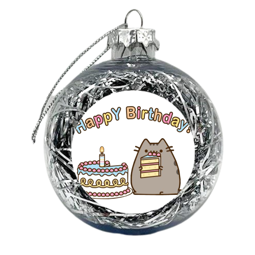 happy birthday cat - xmas bauble by angel quiroga