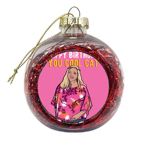 Happy Birthday Cool Cat Tiger King - xmas bauble by Niomi Fogden