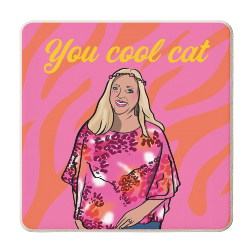 Happy Birthday Cool Cat Tiger King - personalised beer coaster by Niomi Fogden