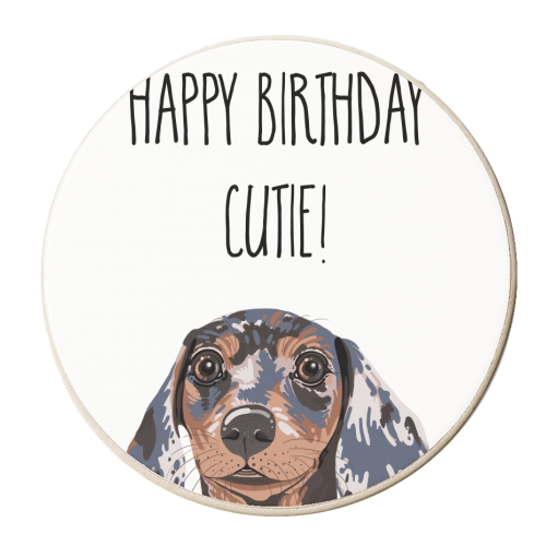 Happy Birthday Cutie! - personalised beer coaster by Adam Regester