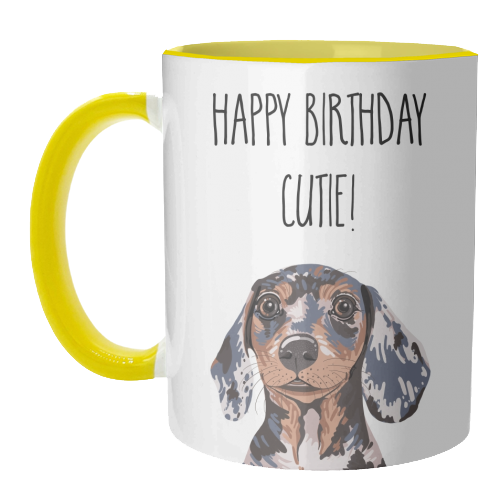 Happy Birthday Cutie! - unique mug by Adam Regester