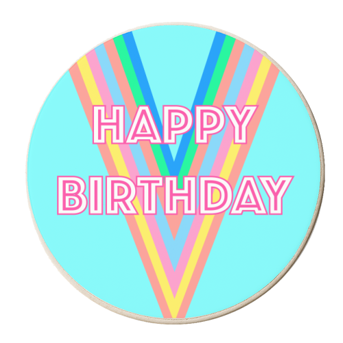 Happy Birthday Graphic Stripes Design - personalised beer coaster by Adam Regester