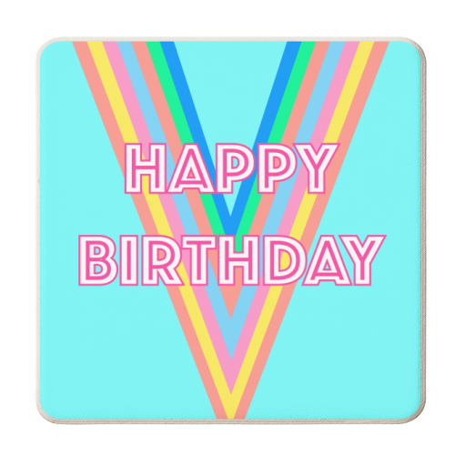 Happy Birthday Graphic Stripes Design - personalised beer coaster by Adam Regester