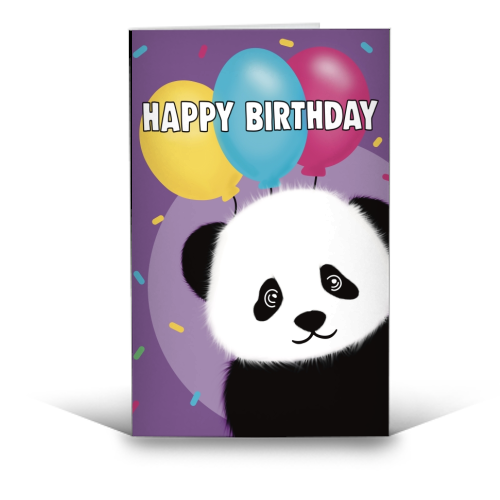 Happy Birthday Panda Print - funny greeting card by Drawings by Firefly