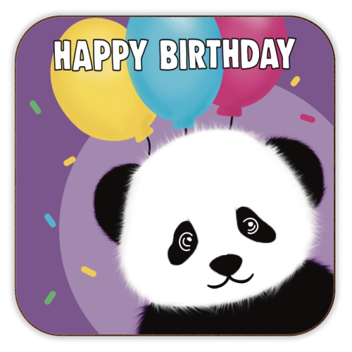 Happy Birthday Panda Print - personalised beer coaster by Drawings by Firefly