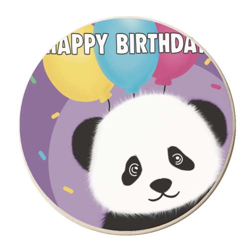 Happy Birthday Panda Print - personalised beer coaster by Drawings by Firefly