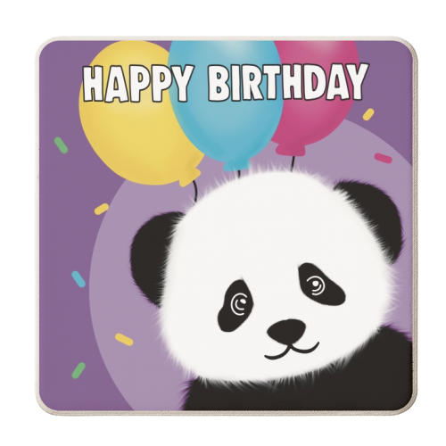 Happy Birthday Panda Print - personalised beer coaster by Drawings by Firefly
