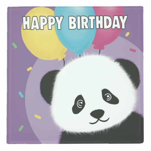 Happy Birthday Panda Print - personalised beer coaster by Drawings by Firefly