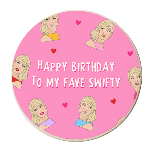 Happy Birthday Swiftie Design Artwork - personalised beer coaster by Lisa Wardle