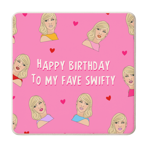 Happy Birthday Swiftie Design Artwork - personalised beer coaster by Lisa Wardle