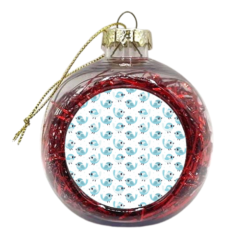Happy Blue Birds Pattern - xmas bauble by Claire Stamper